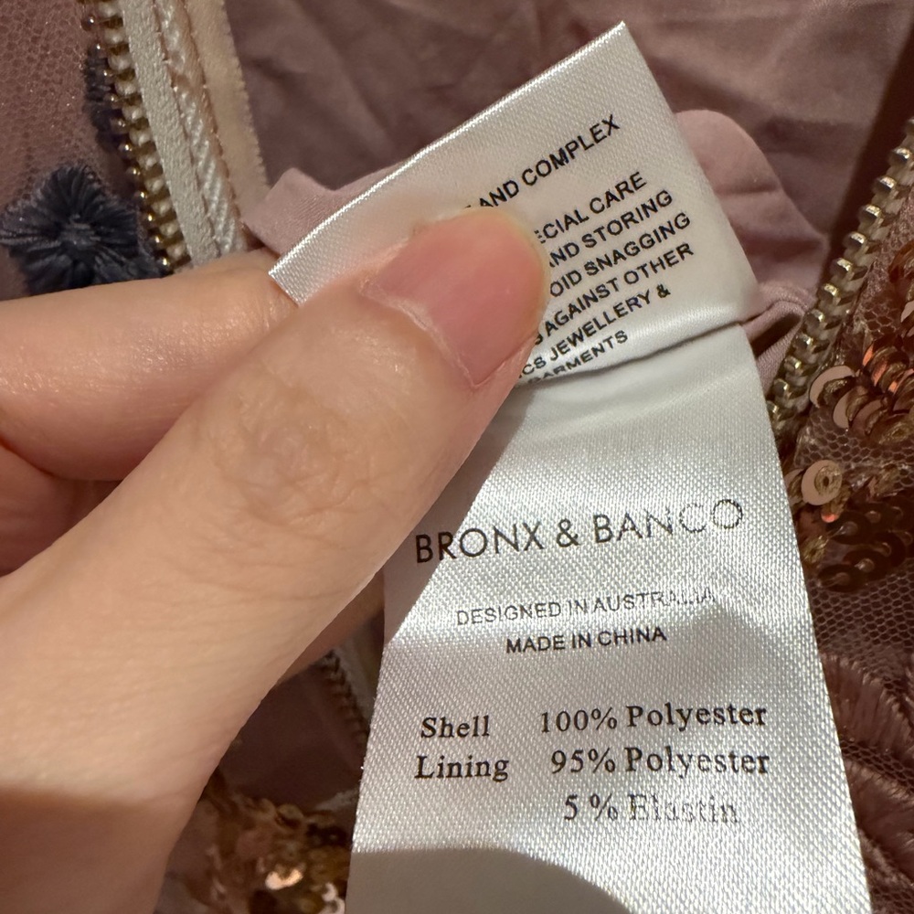 Bronx and Banco Blush Pink Maxi Gown with Blue Floral Embroidery - Picture 7 of 9